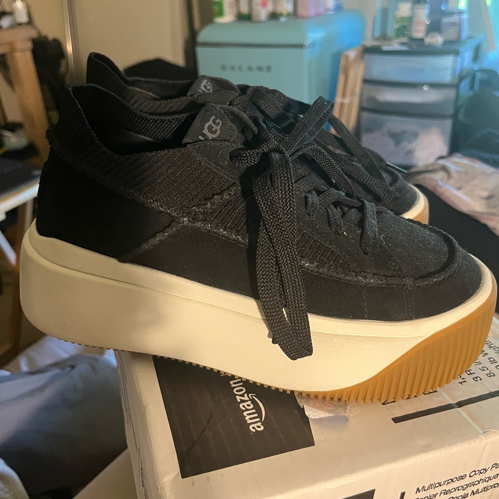 UGG Black Platform Sneakers with Gum Sole